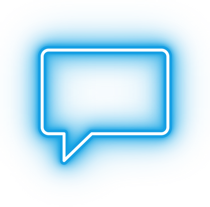 Neon blue speech bubble icon